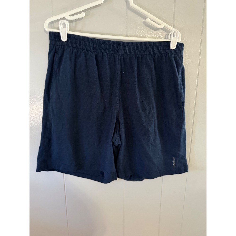 Reebok Athletic Shorts Mens Medium Navy Blue Elastic Waist Pockets Gym‎ Running